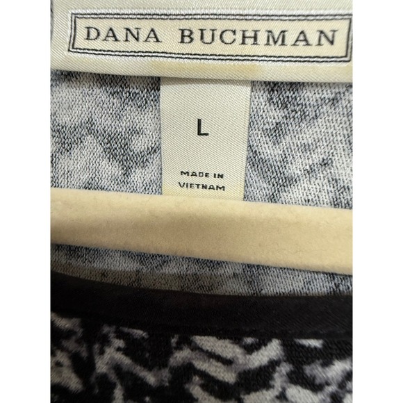 Dana Buchman Women Geometric Short Sleeve Crew Neck Mesh Blouse Gray Size L - Picture 5 of 6